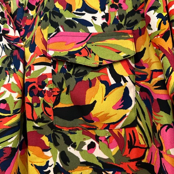 NWOT Jaclyn Smith Tunic Top HiLo MultiColor Long Sleeve V-Neck 2 Pockets Size Lg - Picture 5 of 9